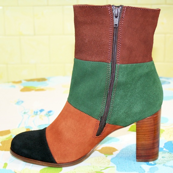 40EU Patchwork Suede Ankle Boot NIB - Picture 3 of 8